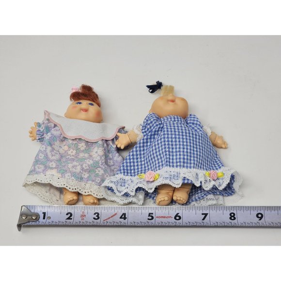 Vintage 1995 Cabbage Patch Babies Mini Dolls With Beautiful Dresses - Picture 4 of 10